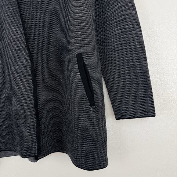 Talbots Pure Merino Wool Cardigan Jacket Womens Large Open Front Pockets Gray - Picture 7 of 14